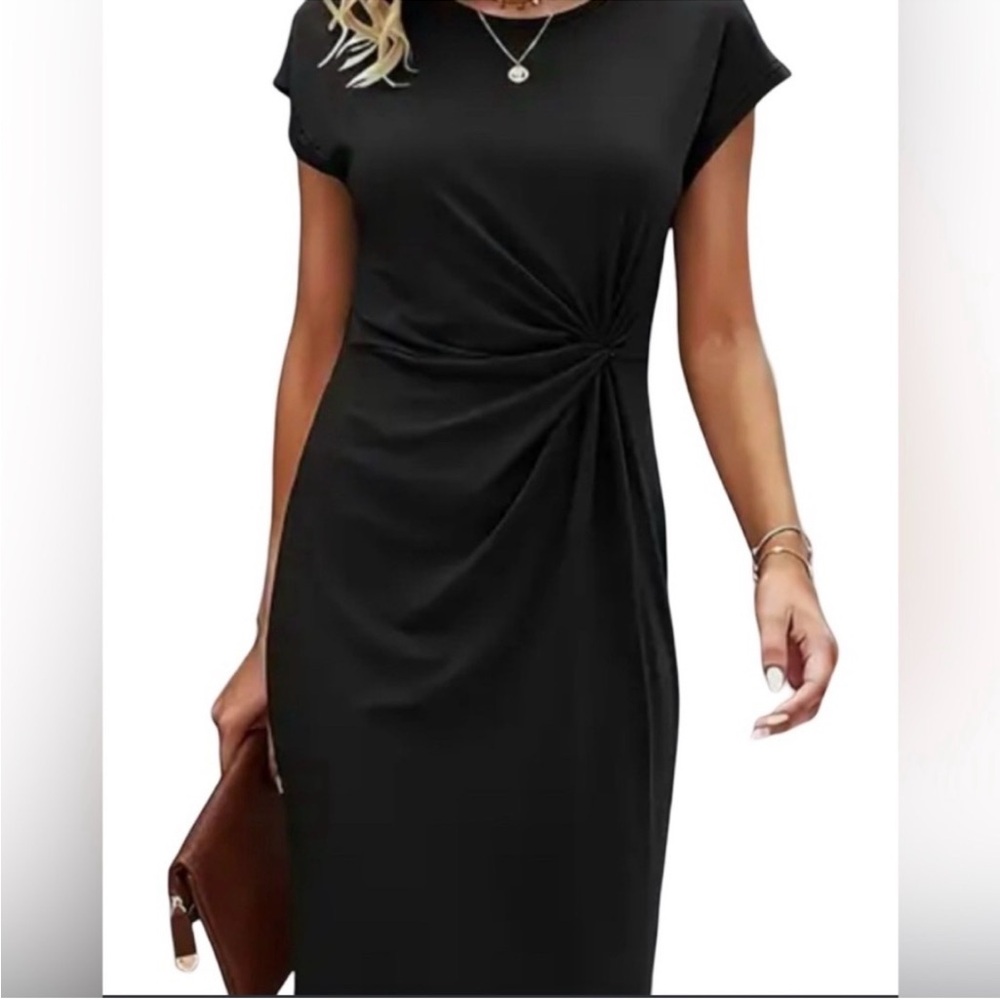 Express Black Twist-Front Sheath Dress - XS